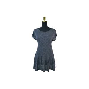 LOFT Grey Peplum Flowy Top Polyester Rayon Short Sleeve Blouse Size XL